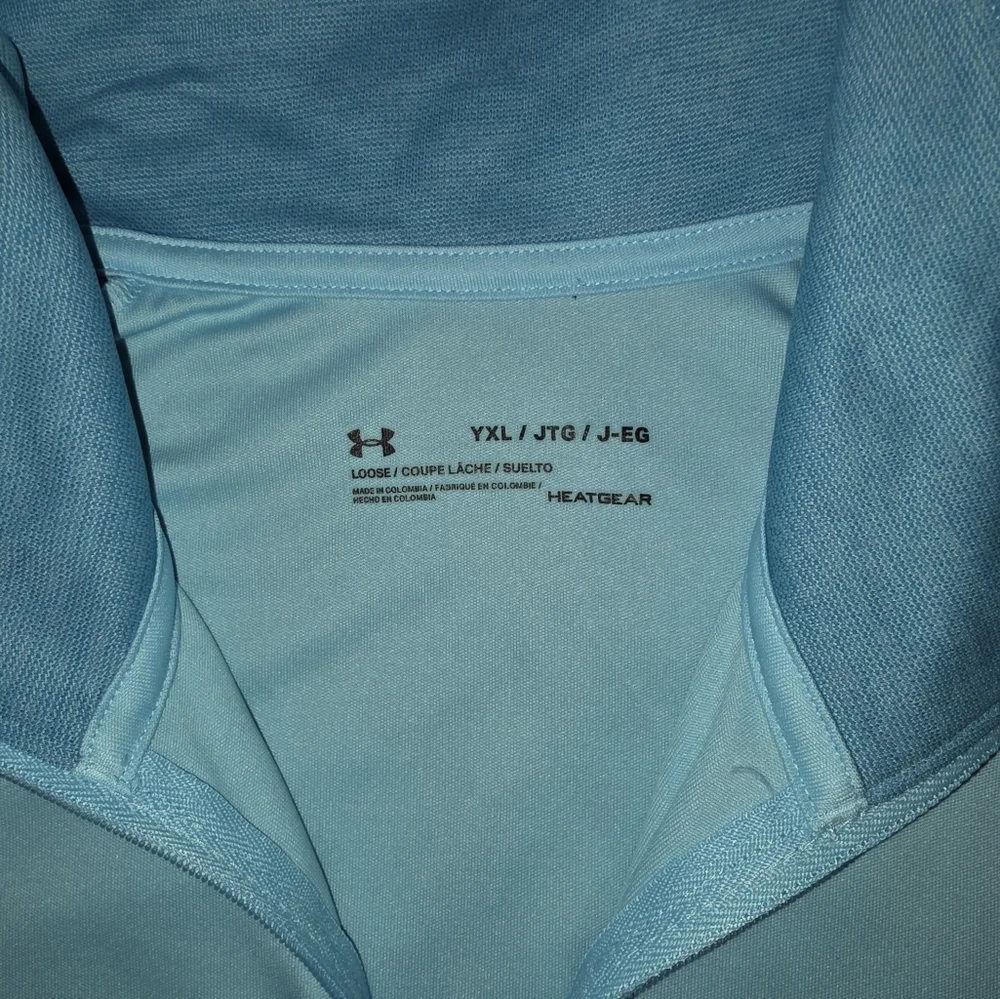 Youth Girl's Blue L/S UNDER ARMOUR HeatGear 1/4 Zipper Pullover Size Youth XL